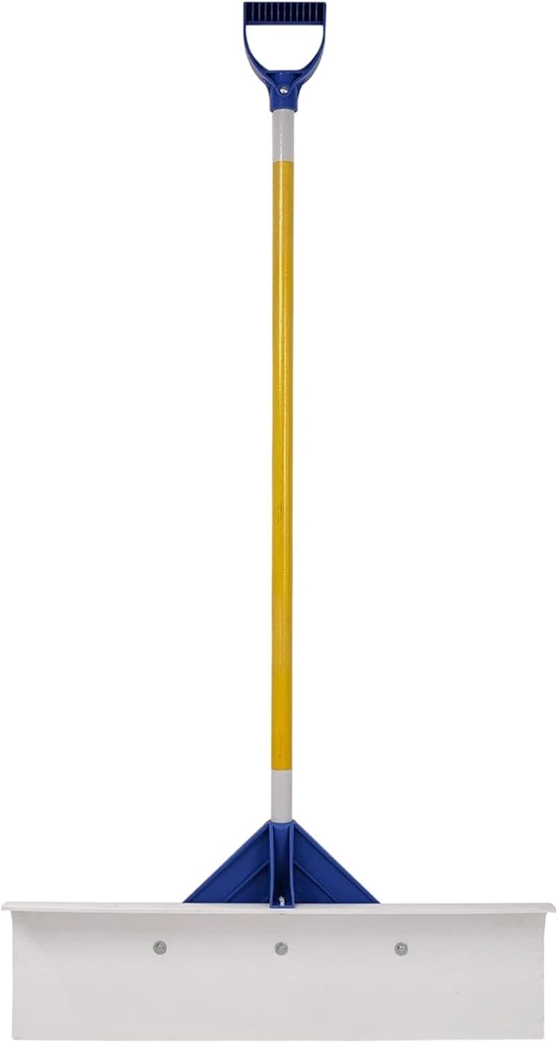 Heavy Duty Metal Rolling Snow Shovel – Large Snow Removal Tool with Ergonomic Handle for Driveway, Sidewalk, Garden & Pavement