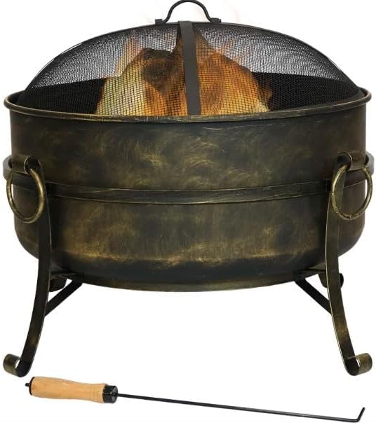 Outdoor 24-inch Diameter Steel Cauldron Wood Burning Fire Pit New