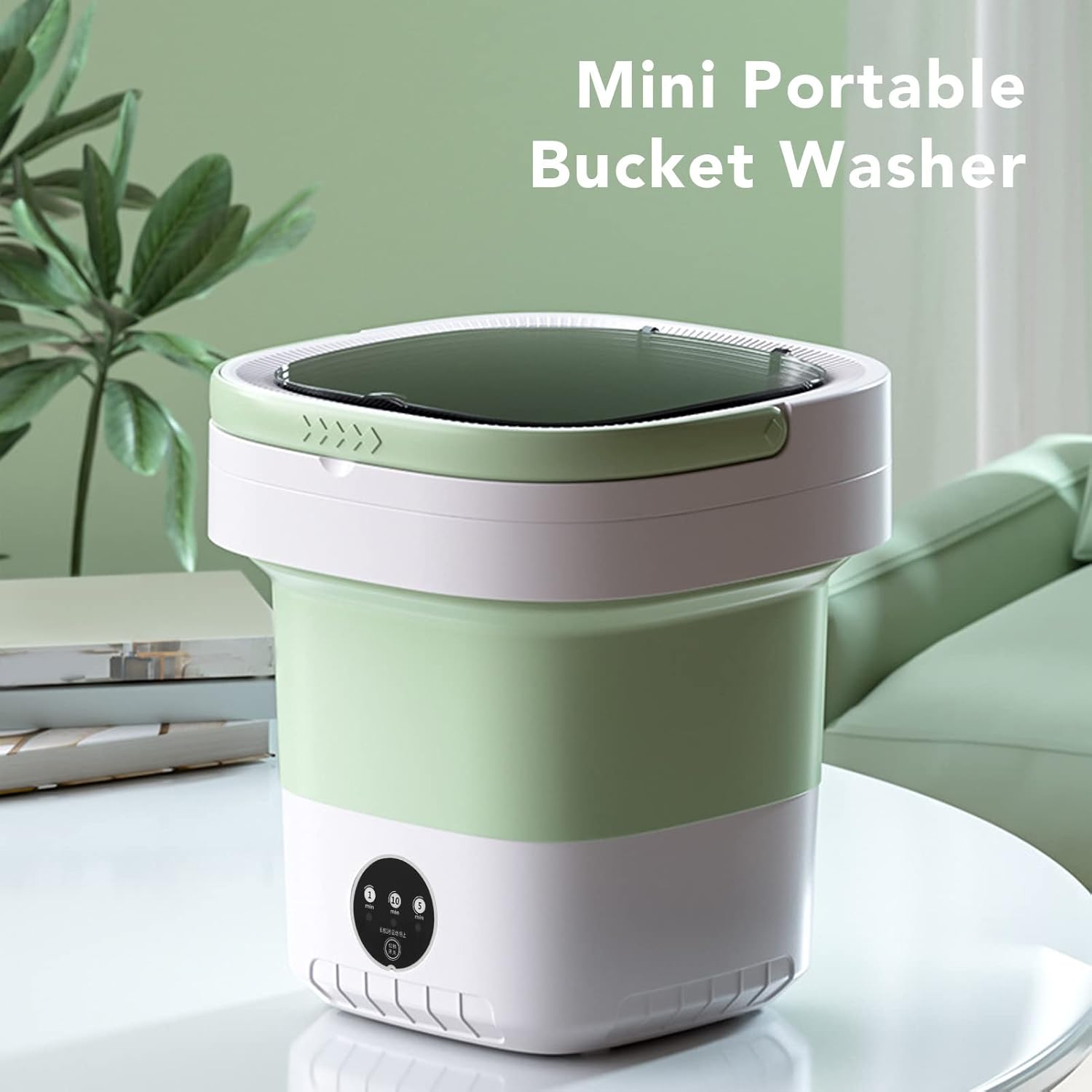 Portable Washing Machine, 7.5L Portable Washer Automatic Laundry Machine Folding Washing Machine with Soft Spin Dry and Drainage Pipe for Undergarments Baby Clothes (US Plug)