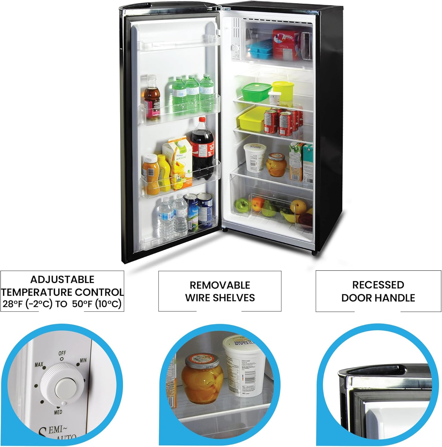 Koolatron Mini Fridge W/Freezer 6.2 Cu Ft Small Refrigerator for Dorm, Office, Bedroom, Home - Beer Fridge, Stainless Steel