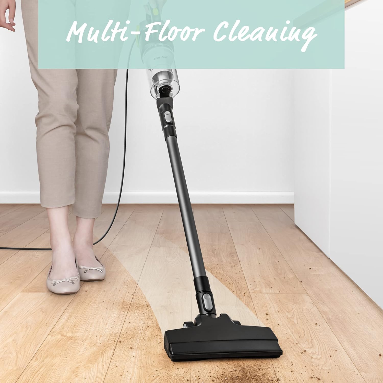 COMFEE' 20S 3 in 1 Lightweight Stick Vacuum Cleaner, Powerful Suction Corded Handheld Vac for Pet Hair, Black