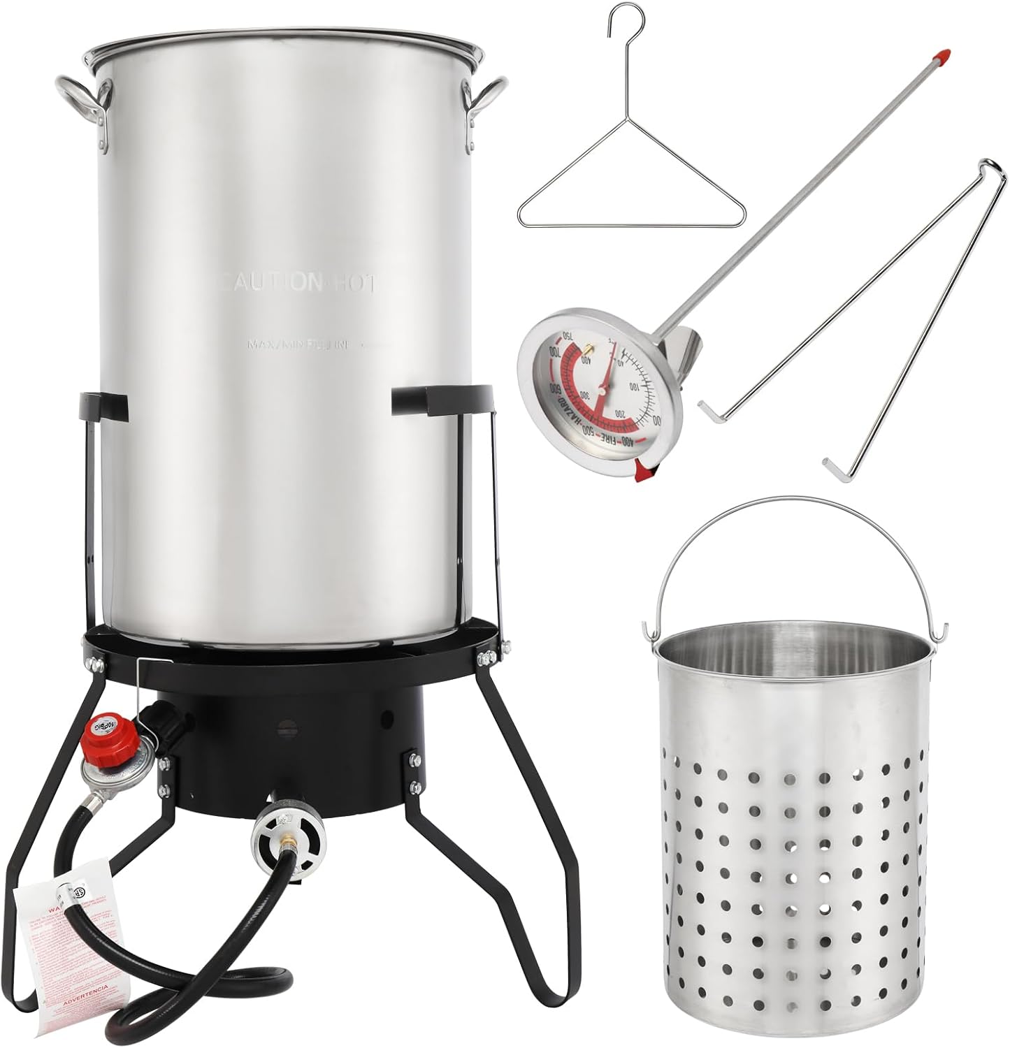 Karl home 50 Qt Turkey Deep Fryer Set, Aluminum Fish & Seafood Boiler Steamer with 54,000 BTU Propane Gas Burner Stand Injector Thermometer Hose, Ideal for for Outdoor Fry Cooking Clam Crawfish