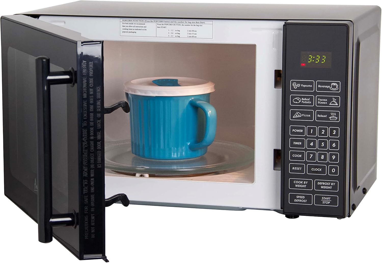 Avanti MT81K1BH Microwave Oven 700-Watts Compact with 6 Pre-Set Cooking Settings, Speed Defrost, Electronic Control Panel and Glass Turntable, 0.8 Cu.Ft., Black