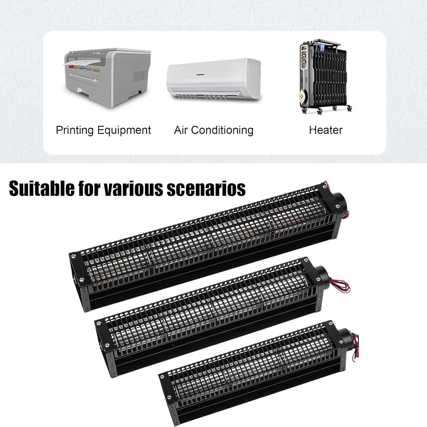 High Airflow Crossflow Ventilation Crossflow Fan 12/24V Cross Flow Fan for Smart Washing Machine Heating Stove (Color : 50090, Size : 12V)