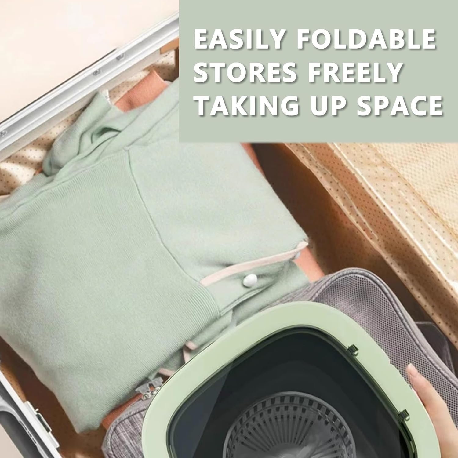 14L Portable Mini Washing Machine Foldable Washer for Underwear Small Clothes Ideal for Apartments Dormitories Hotels Travel Small Washing Machine Underwear Washing Machine(Green)