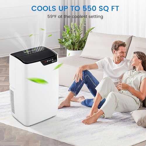 12,000 BTU Portable Air Conditioner, 3-In-1 AC Unit with Built-In Dehumidifier, Compact Standing Air Conditioner for Room Up to 550 Sq. Ft. Low Noise/Energy Efficient with Remote and Window Kit