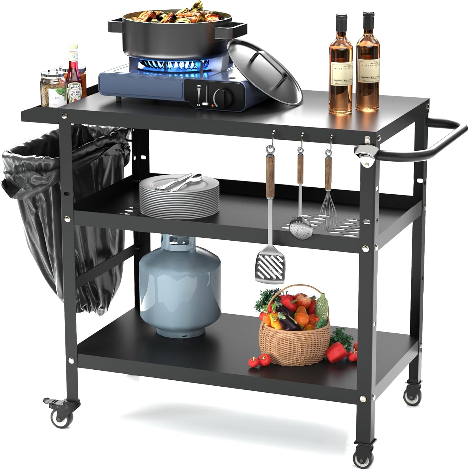 TOLEAD Outdoor Grill Cart, Grill Tables for Outside, Outdoor Pizza Oven Table, Outdoor Table for Grill, Pizza Oven Stand for Pizza Oven, Outside, Griddle, Patio (NO Hook)