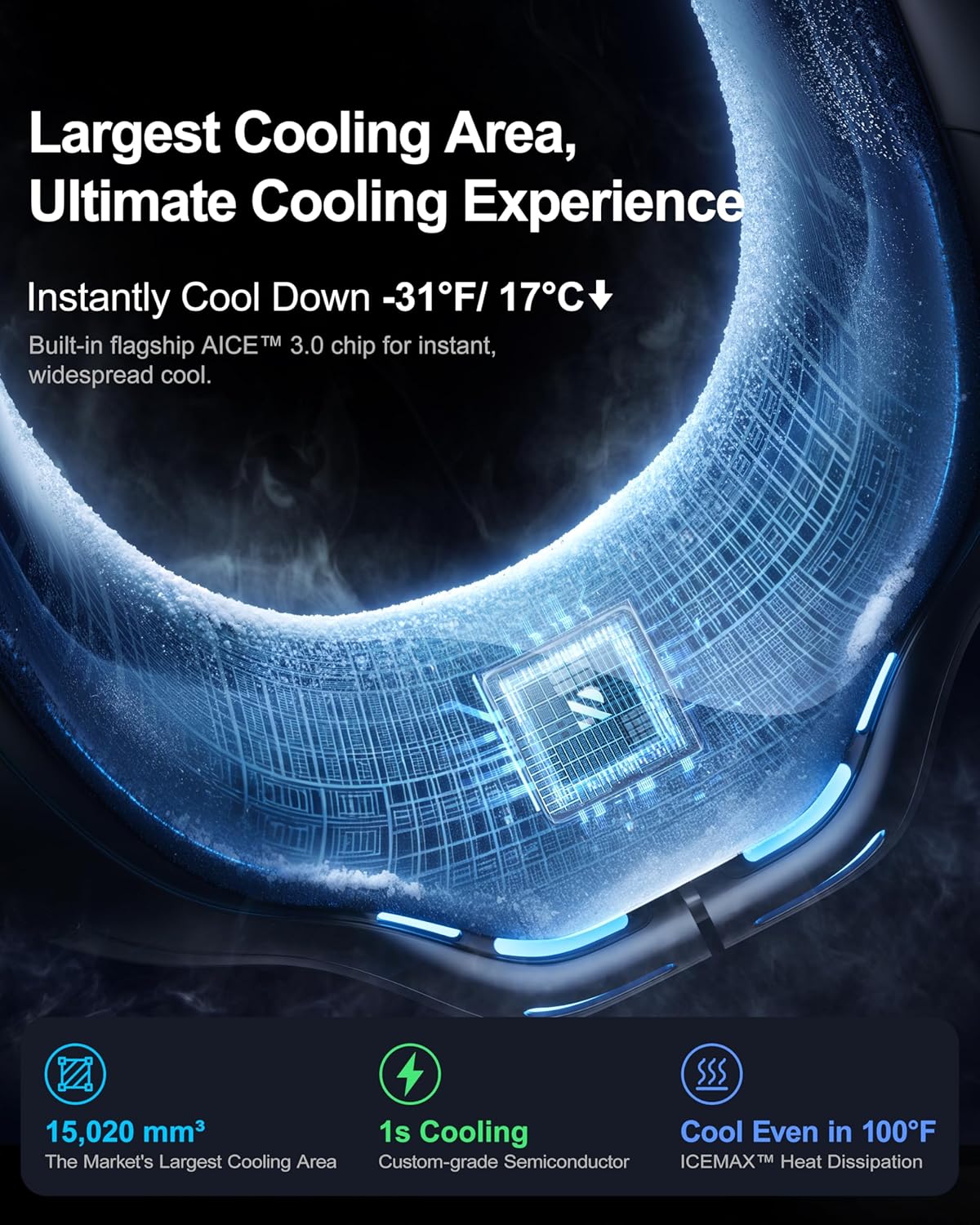 [#1 COOL AND PORTABLE] AICE LITE Neck Air Conditioner, Ultimate Immersive Cooling 6000mAh Rechargeable Neck Fan, Blowing Cold Air Personal Device Gift - Sky Blue (Blue)