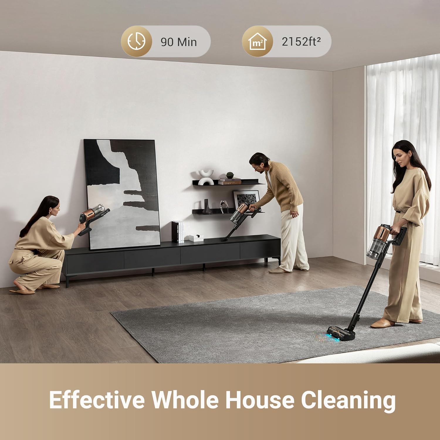 DREAME Z20 Cordless Vacuum Cleaner, Smart Vacuum Cleaner with 250AW Powerful Suction, Up to 90 Minutes Runtime, Versatile for All Surfaces, Handheld Feature for Hard Floors, Carpets & Sofas