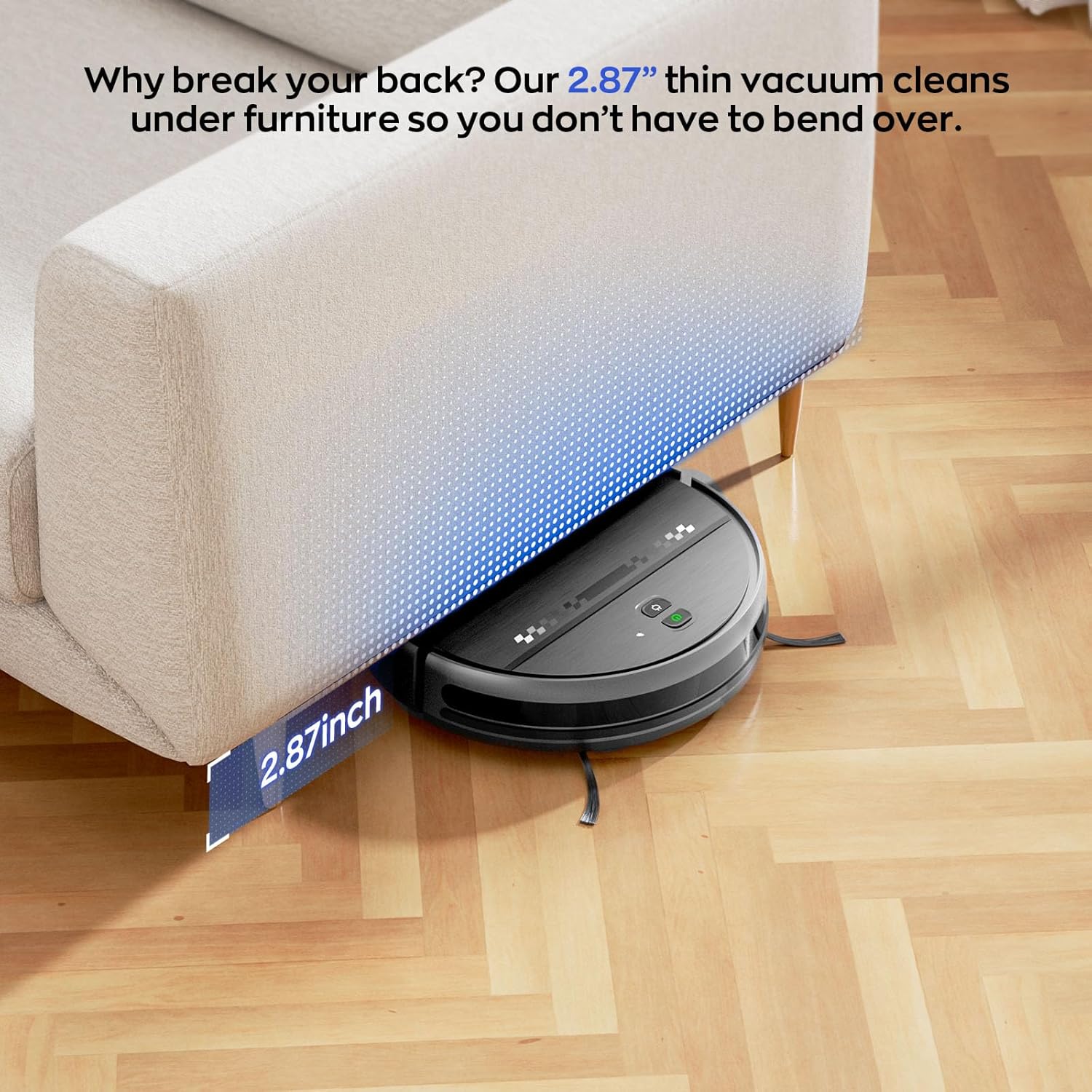 Robot Vacuum and Mop Combo, 2-in-1 Mopping Robot Vacuum Cleaner with 2300Pa Suction, 2.87'' Slim Design, Wi-Fi/App/Voice Control, 3D Obstacle Avoidance&Self-Charging for Hard Floors, Carpets, Pet Hair