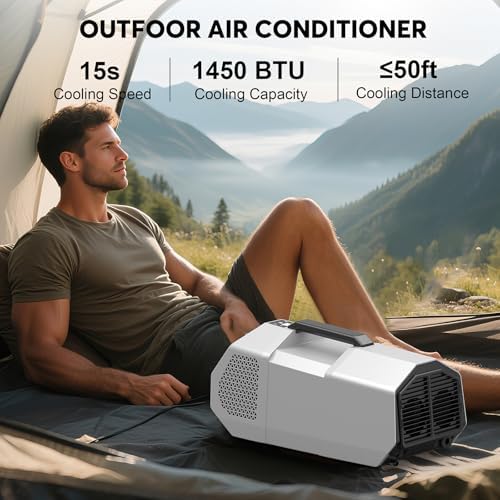Portable Air Conditioner for Tents, Camping AC 3-Speed Cooling with Remote & Touch Control, Quiet 240W Low Power for RV, Car, Outdoor Use