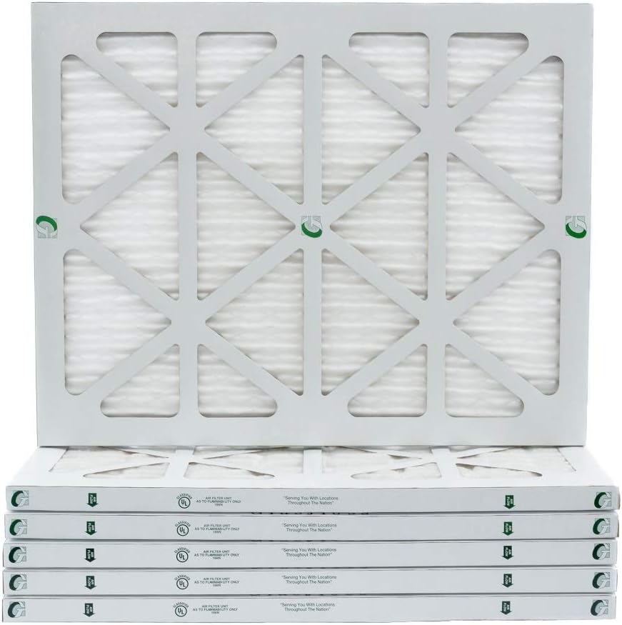 Glasfloss 16x20x1 MERV 10 AC & Furnace Air Filters. Box of 6. Actual Size: 15-1/2 x 19-1/2 x 7/8