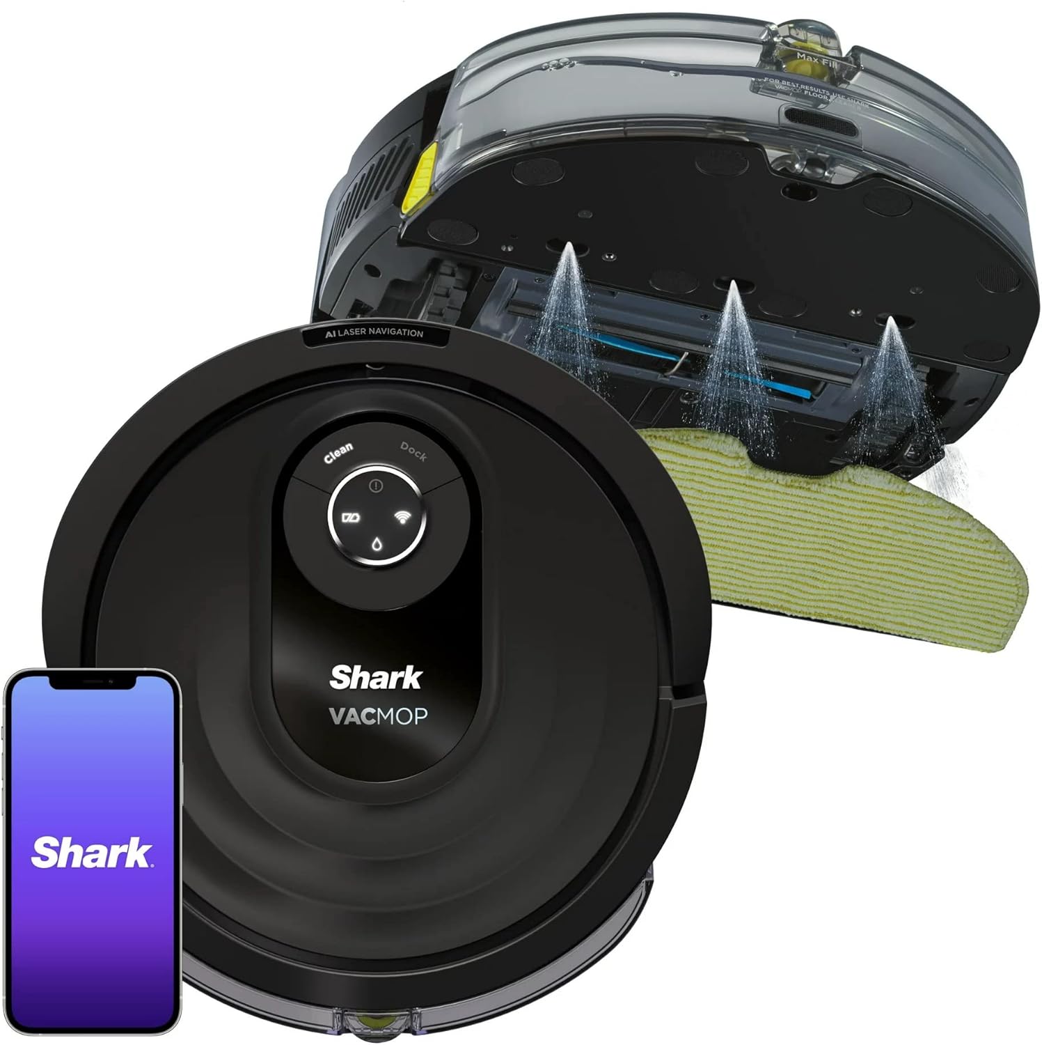 Shark RV2002WD AI Robot Vacuum & Mop with LiDAR Navigation, with Home Mapping, Perfect for Pets, WiFi, Compatible with Alexa, Black (Renewed)