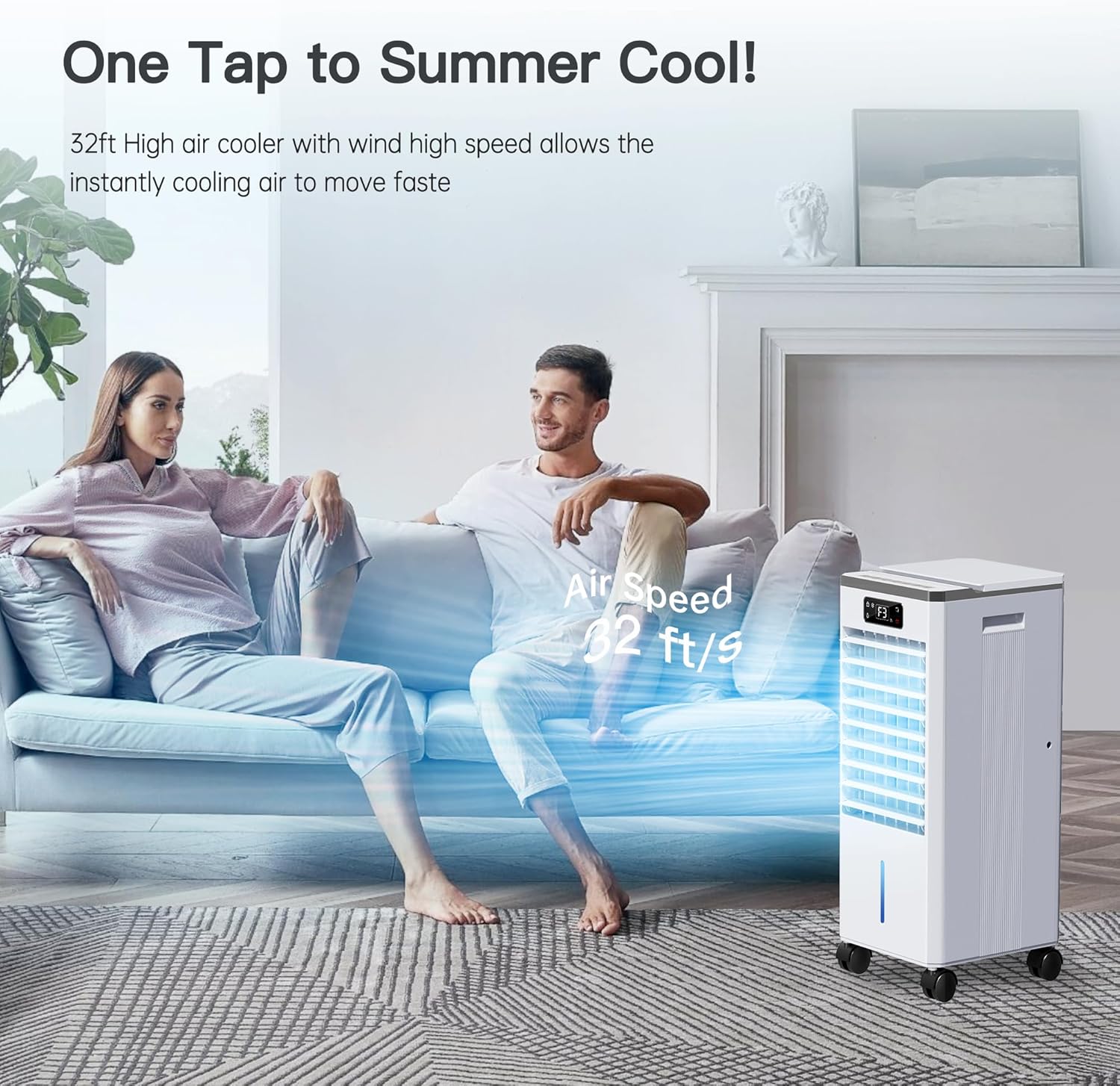 Windowless Portable Air Conditioners Fan, Evaporative Air Cooler w/3 Modes & 3 Speeds, 12H Timer for Smart Auto-off, 2-Gal Tank for 20H Cooling,16FT Remote,No Hose Needed,46db Swamp Cooler