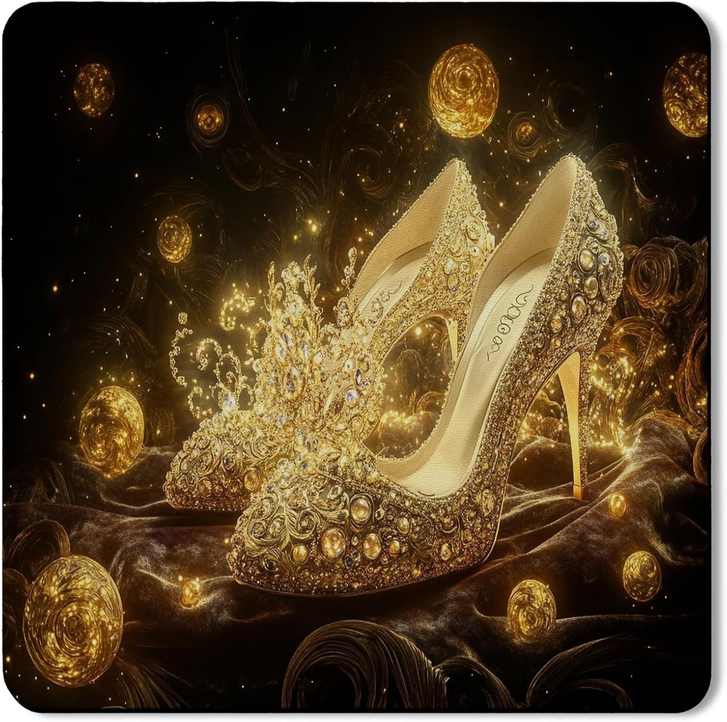 Elegant Gold Washer Dryer Top Protector Mat, Luxurious Jewel Pattern Laundry Machine Dust Covers, Opulent Rubber Anti-slip Waterproof Washer And Dryer Mats for Home Decor 24x24 Inch