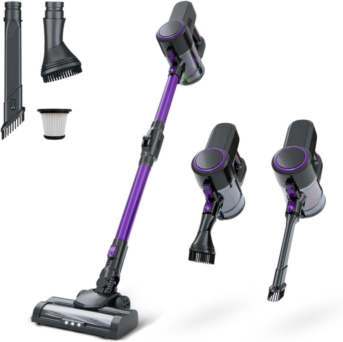 Cordless Vacuum Cleaner, 28Kpa Suction Stick Vacuum, 40 Mins Runtime, 2 Modes for Hardwood Floor & Carpet, LED Flexi-Head, HEPA Filtration, Lightweight for Pet Hair, Upstairs, Car Cleaning