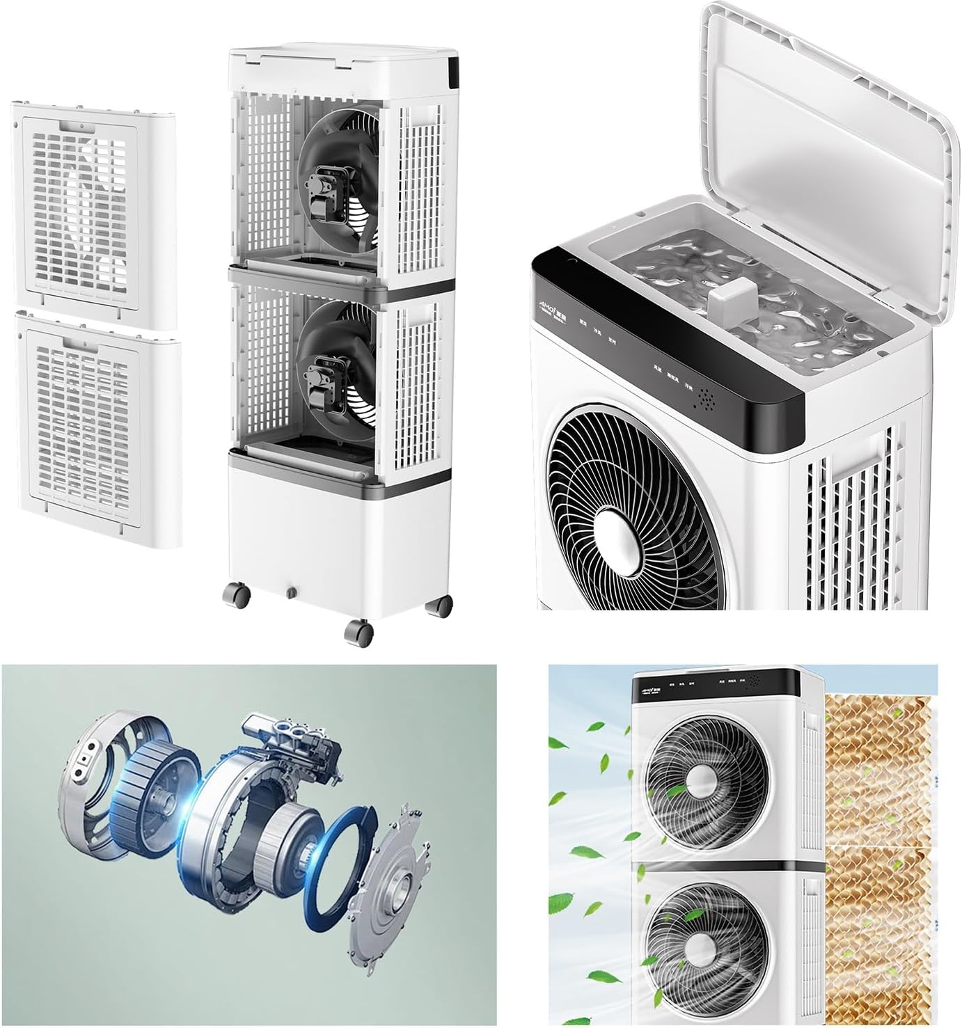 Portable Air Conditioners/Swamp Cooler with Remote, 12H Timer, Portable Evaporative Cooler with Oscillation, 3 Speeds, Cooling Fan for Bedroom, Living Room, Office(95cm(37.4in))