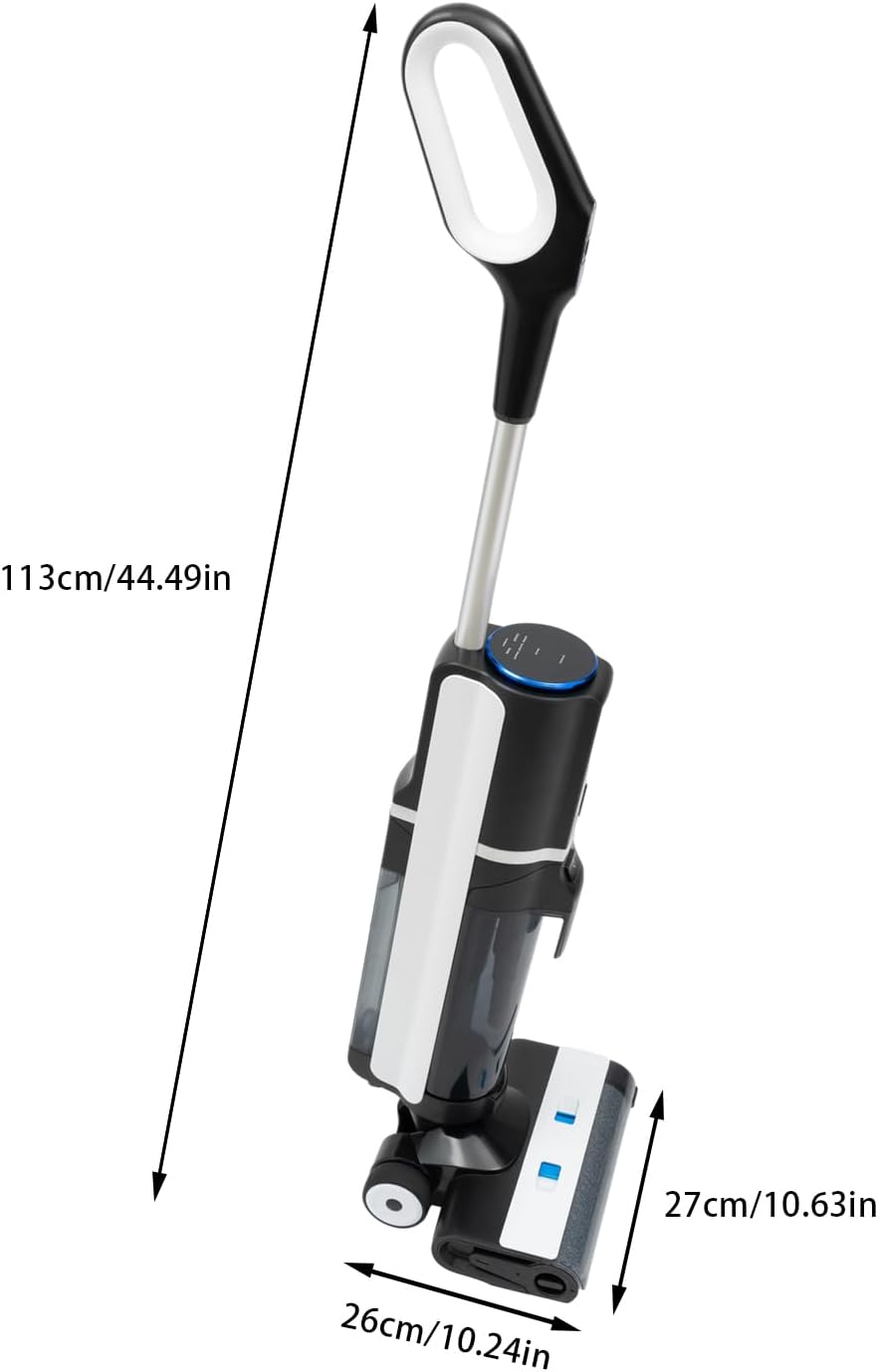 DYRABREST Cordless Vacuum Mop 3 in 1 One-Step Cleaning Wet Dry Vacuum Cleaner Floor Cleaner and Mop Rechargeable Stick Vacuum with Smart Display for Hardwood Floor, Tile and Area Rug