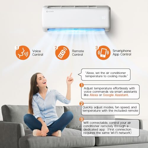 Albott 24000 BTU Mini Split Air Conditioner Heat Pump, SEER2 21, 220V, Energy Star Inverter AC with Wi-Fi Smart Control, Voice Assistant, Self-Cleaning, Compatible with Alexa, Cools up to 1500 Sq. Ft.