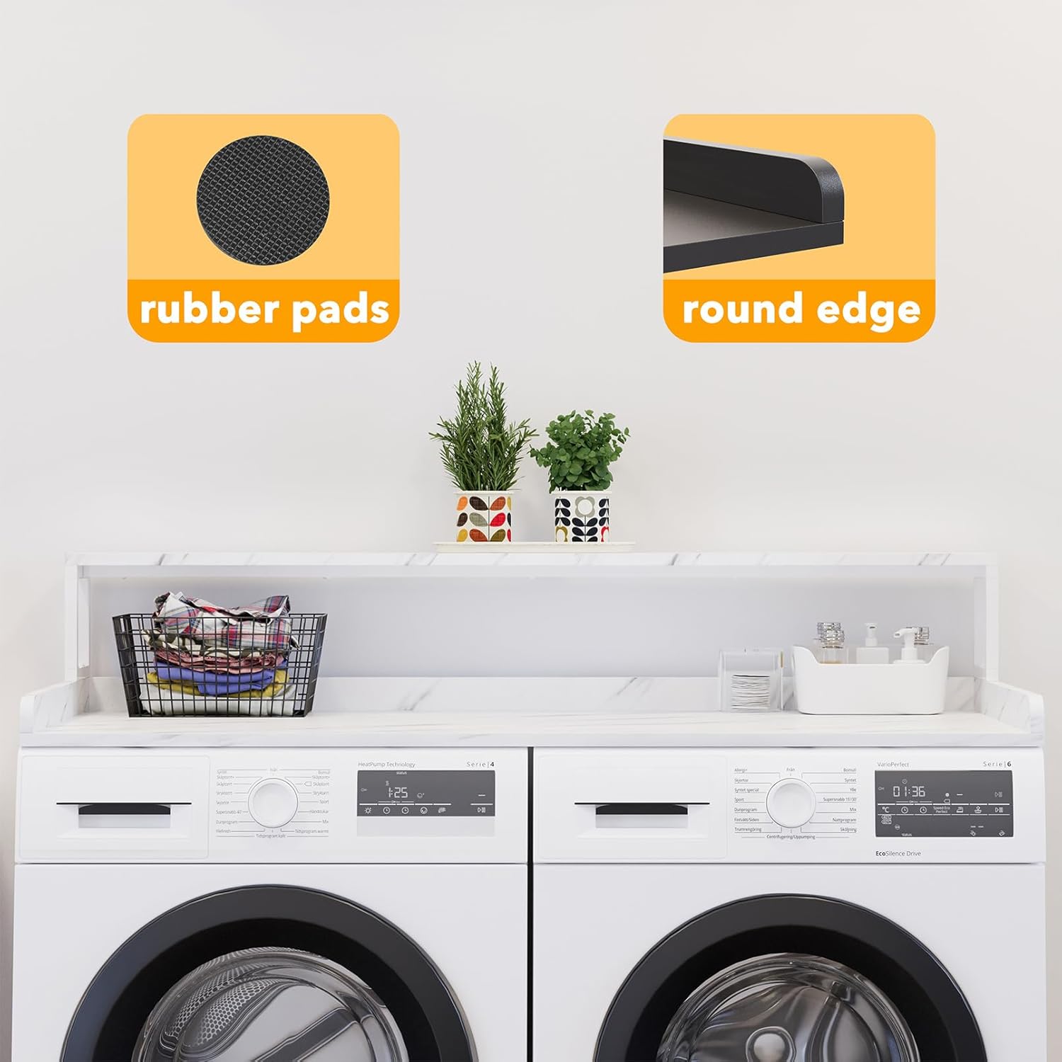 SpaceAid 2-Tier Washer Dryer Countertop, Laundry Topper with Rack Shelf 54