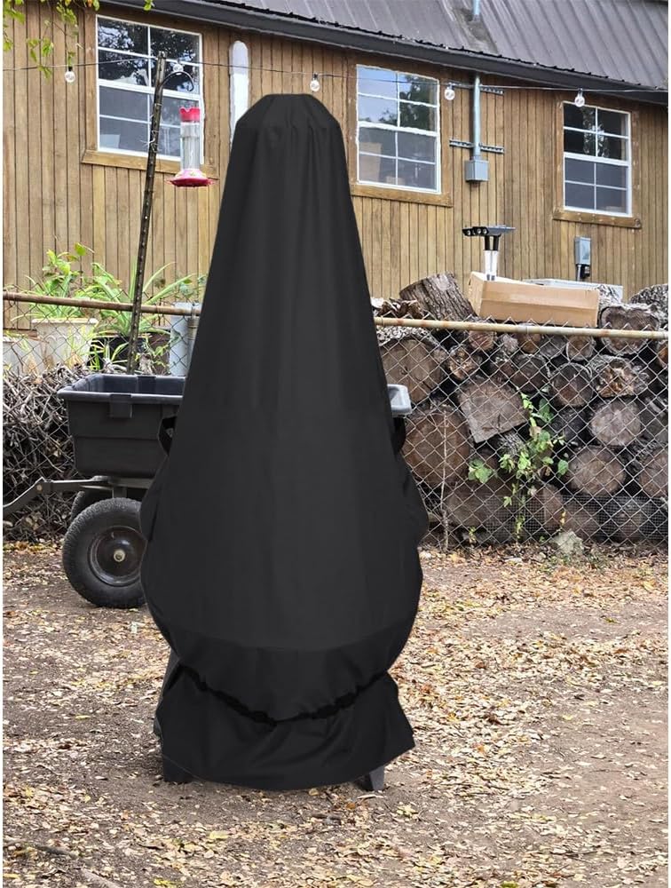 6-Foot Large Chiminea Outdoor Fireplace Cover Waterproof Heavy Duty Tall Round Steel Wood Burning Chimnea Cover