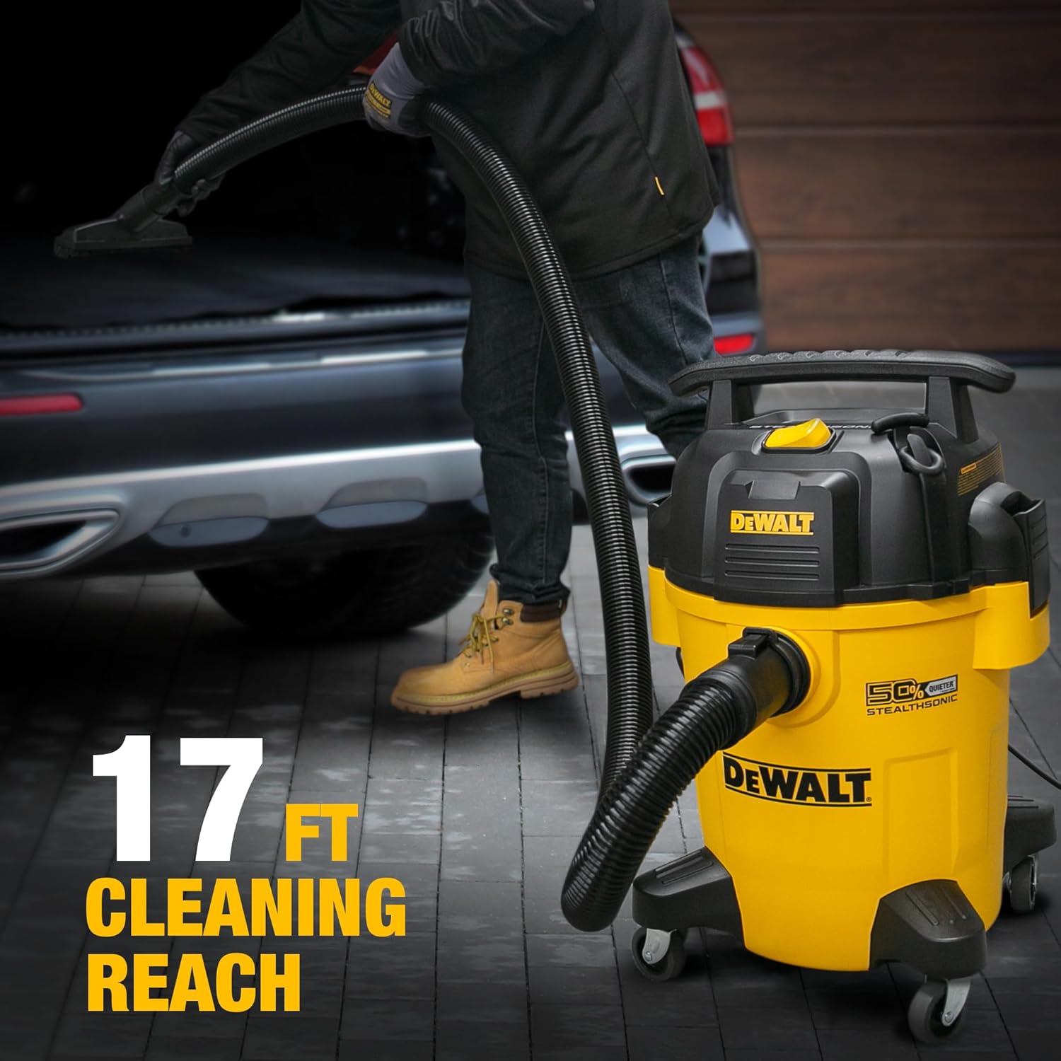 DEWALT 6 Gallon STEALTHSONIC Shop Vacuum Wet and Dry DXV06PL-QT, Ultra Quiet 4 Peak HP Wet Dry Vac for Jobsite & Workshop