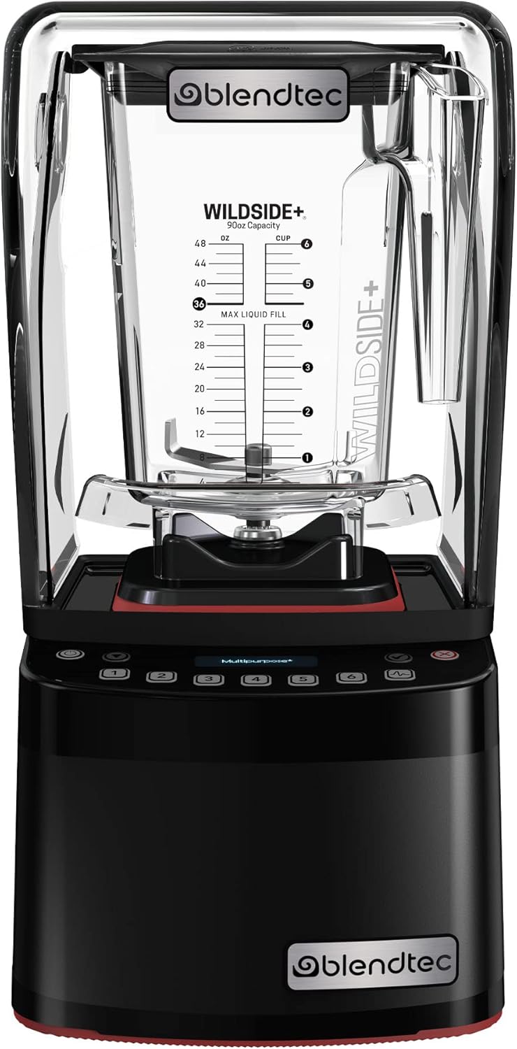 Blendtec Stealth X 885 - Brushless Commercial-Grade Blender with Sound Enclosure - Wildside + and FourSide Jar with Soft Lid - Black