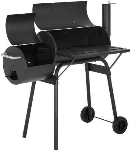 Double-Net Outdoor BBQ Grill Portable with Temperature Monitor and Bottom Pulley Design - for 6-10 People Perfect for Patio, Backyard,Camping,Black