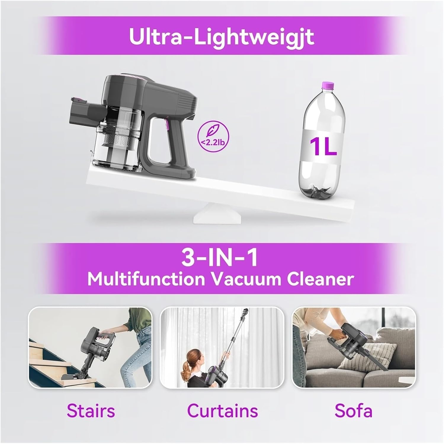 N370 Cordless Vacuum Cleaner | Lightweight Handheld & Stick 2-in-1 Design | Up To 40Mins Runtime | Compatible With INSE