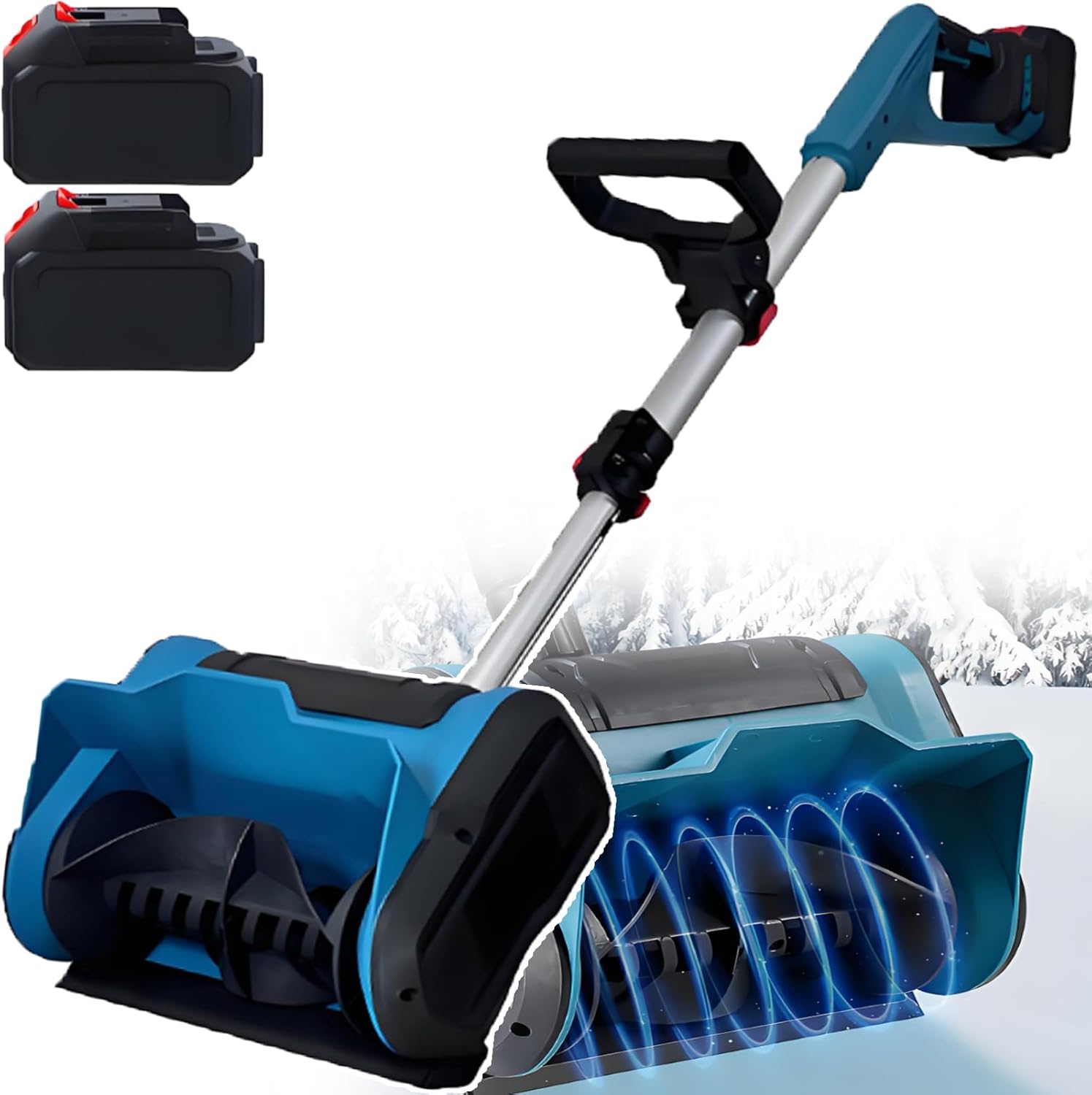 Commercial Electric Snow Sweeper - 600w Manual Snow Removal Machine, Snow Blower Cordless, Foldable Portable Snow Shovel, for Home Backyard, Outdoor Road 2batteries