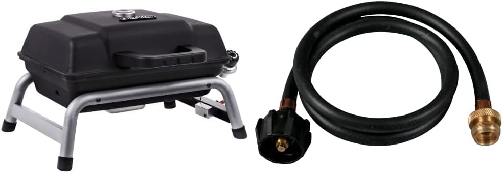 Char-Broil 1-Burner Portable Propane Gas Grill + Char-Broil 4-Foot Hose and Adapter Bundle