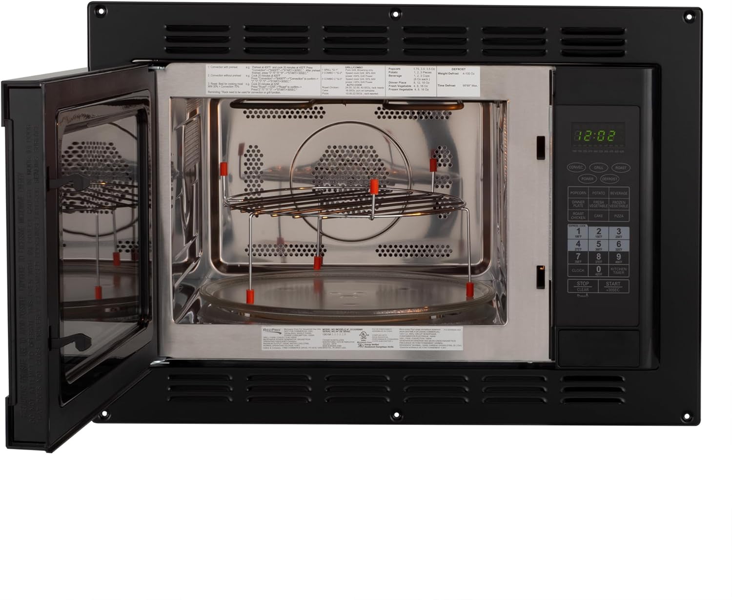 RecPro RV Convection Microwave 1.1 cu. ft. | 120V | Microwave | Appliances | Direct Replacement for High Pointe and Greystone (Black)