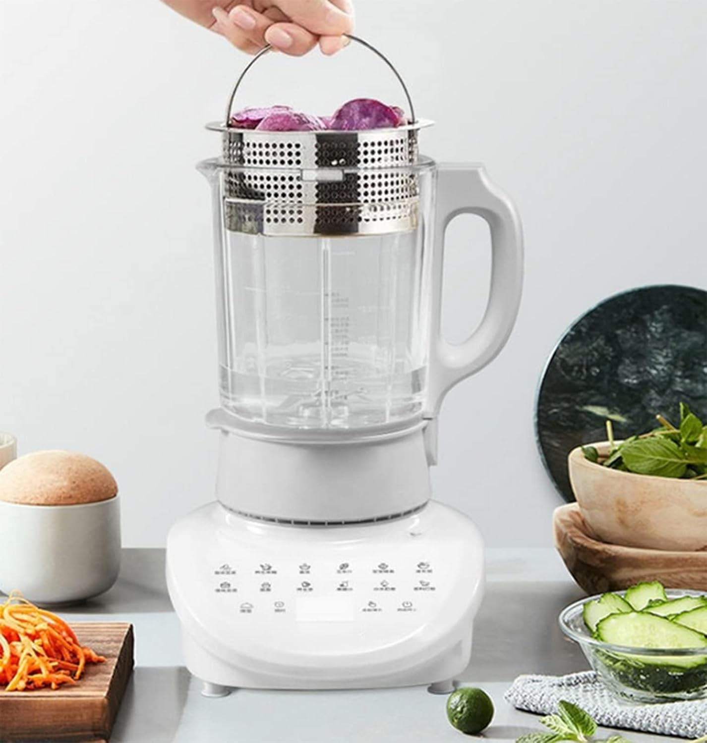 Vacuum Blender, Professional Countertop Blender Ice Crusher, 58000 RPM High Speed Kitchen Smoothie Maker with LCD Touch Screen, Self-Cleaning Function, Timer,