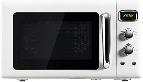 ARLIME Retro Microwave Oven, 900W/0.9Cu.Ft, Small Countertop Microwave w/Defrost & Auto Cooking, LED Display, Pull Handle, Easy Clean Stainless Steel Interior, Child Lock, ETL Certification