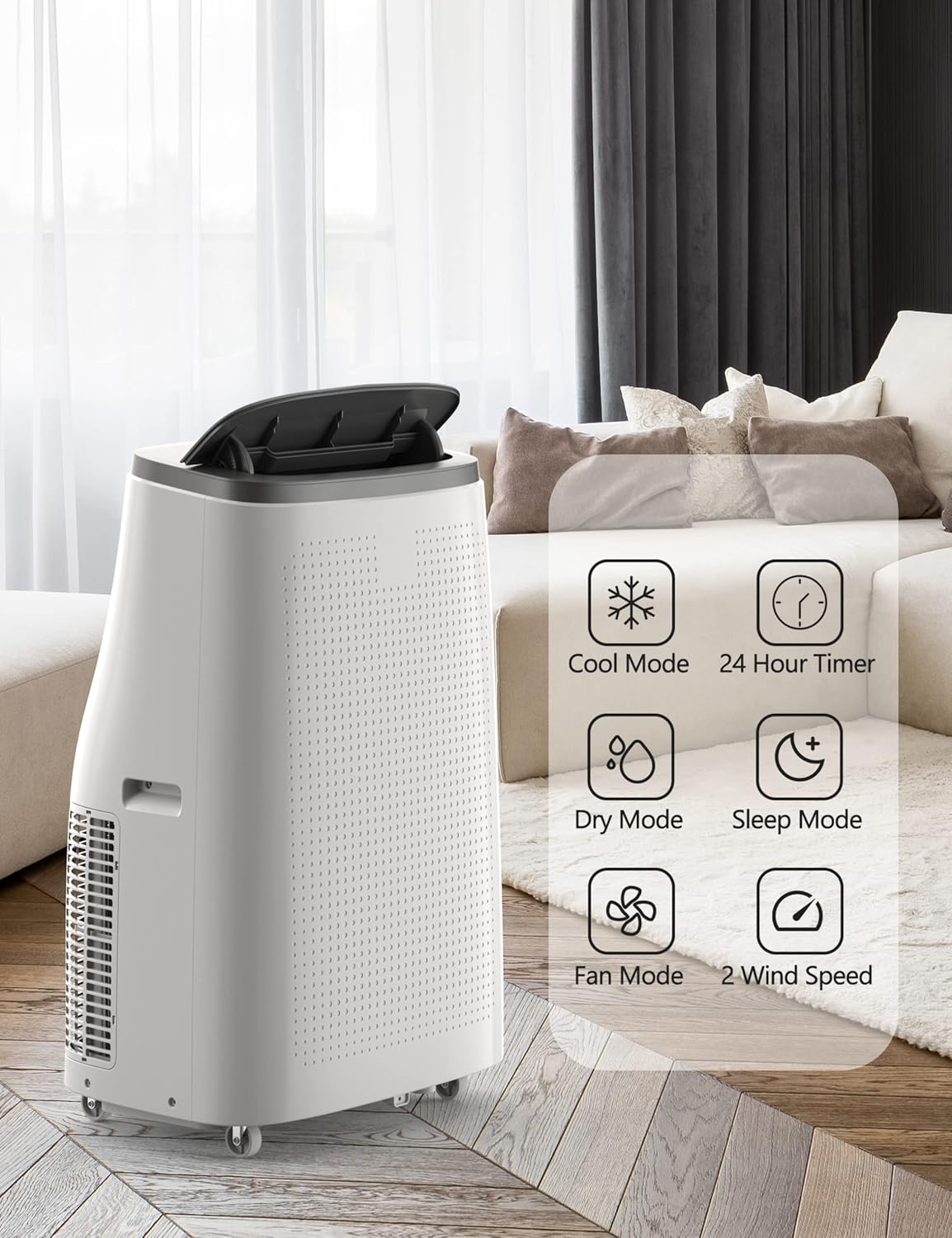 Air Conditioners Portable 14,000 BTU, Room Air Conditioner for 700 sq.ft. Remote Control & Fast Cooling for Bedroom, Dorms, Indoor Rooms - Gray