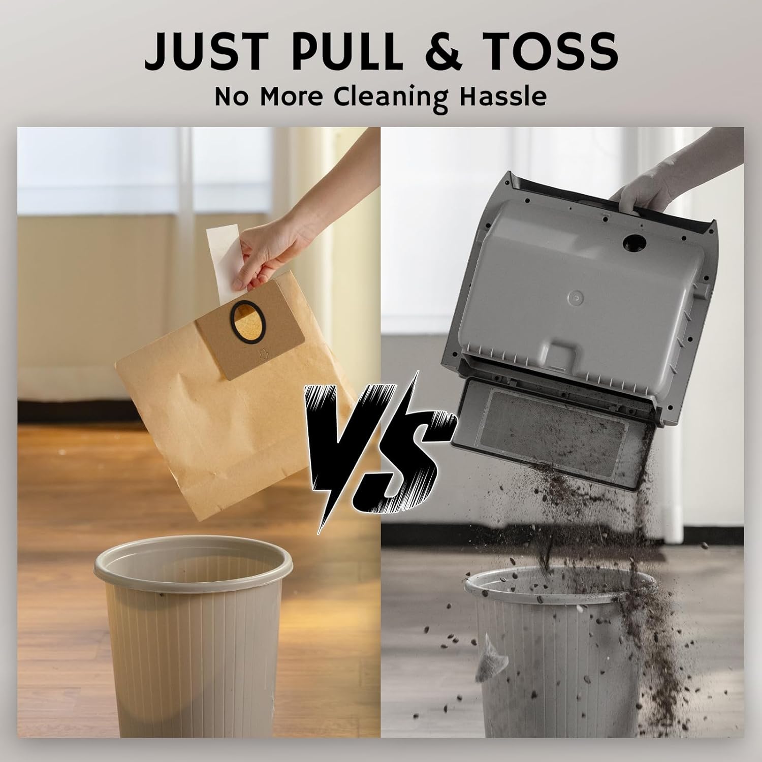 AIRTHEREAL T1 Plus Touchless Vacuum Automatic Dustpan with 6-Pack Disposable 4.7L Dust Bags, 3 Suction Modes, HEPA Filter, Ideal for Pet Owners, 20Kpa 1500 Watt Powerful Suction for Kitchen, Salon