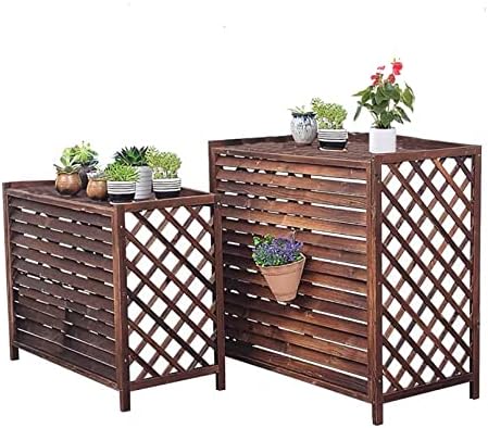 Cover for Outdoor Wooden Air Conditioner Cover for Outside Units,Air Conditioner Fence Screen,Solid Wood Flower Rack, Condenser Protective Cover Prevents Foliage Wee,Shutters Conditioning Cover