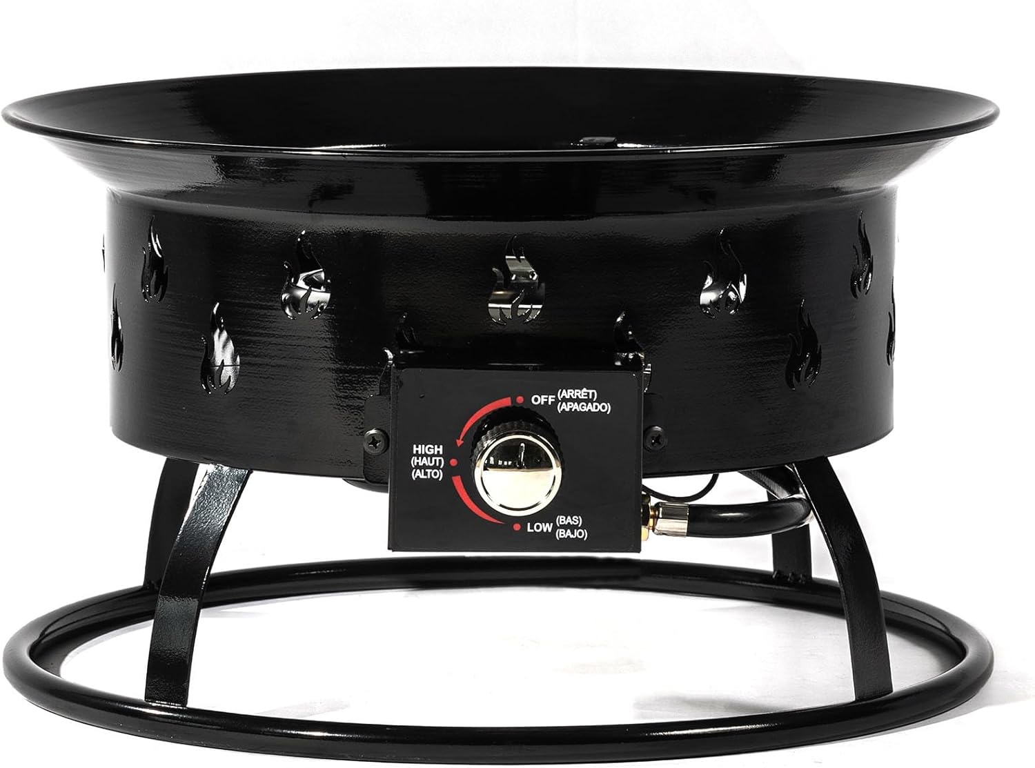 Durable 19 inch Fire Pit with 50000BTU Heating Power - Propane Ready - Lava Rocks & Stainless Steel Burner - Black - Ideal for Outdoor Entertainment
