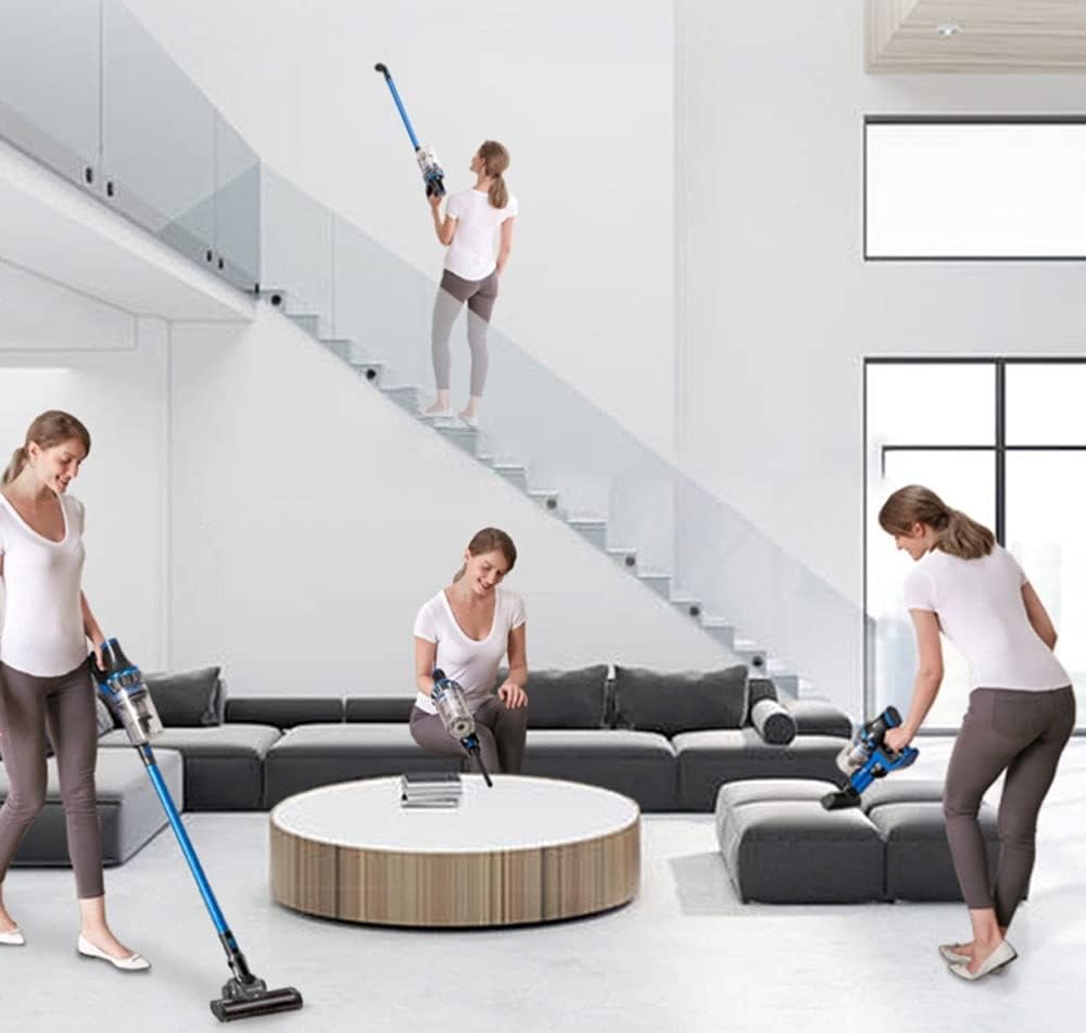 Cordless Vacuum Cleaner, 24KPa Powerful Suction Handheld Vacuum, Lightweight Cordless Vacuum Cleaner for Carpet, Hard Floor & Pet Hair, Blue