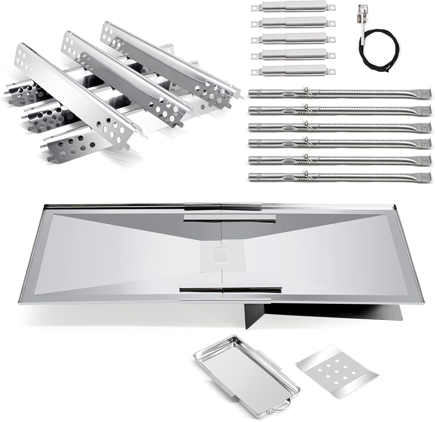 Adviace Replacement Parts for Charbroil 463240115 6-Burner Gas Grill, Grease Tray & Burner & Igniter & Heat Shield & Carryover Tubes for Char-Broil 463240115 Advantage Grill