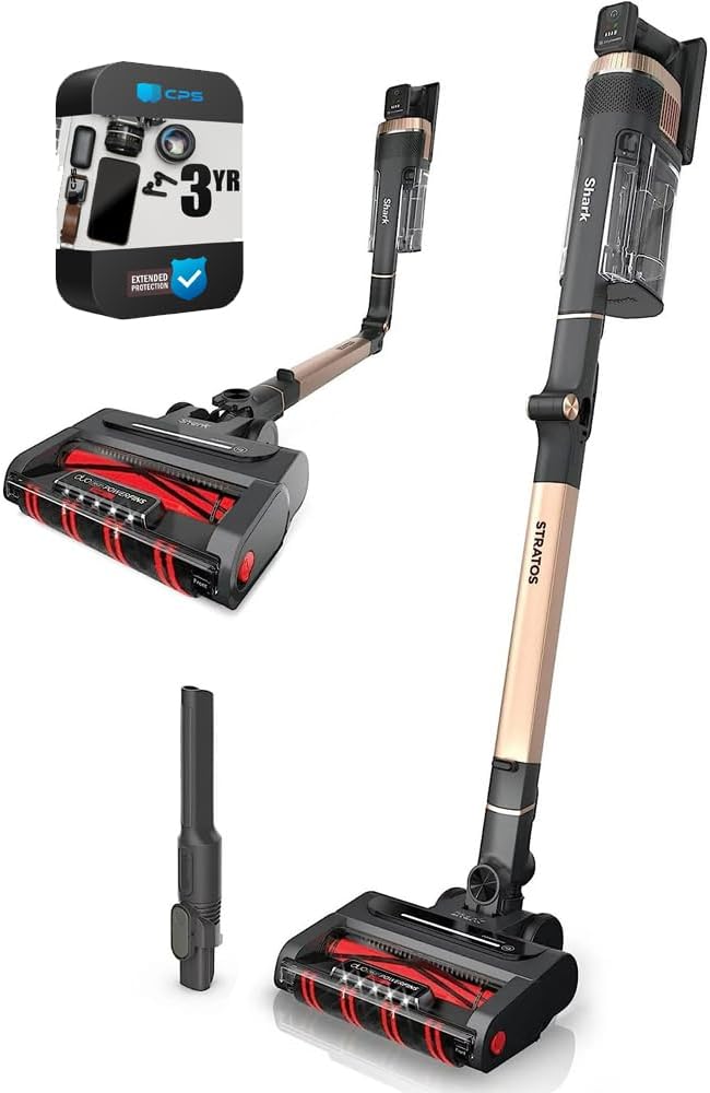 SHARK Stratos Cordless Vacuum with Clean Sense IQ and DuoClean PowerFins HairPro- MultiFLEX- IZ840H, Rose Gold (CRTE93SRKIZ840HRB) (Renewed)