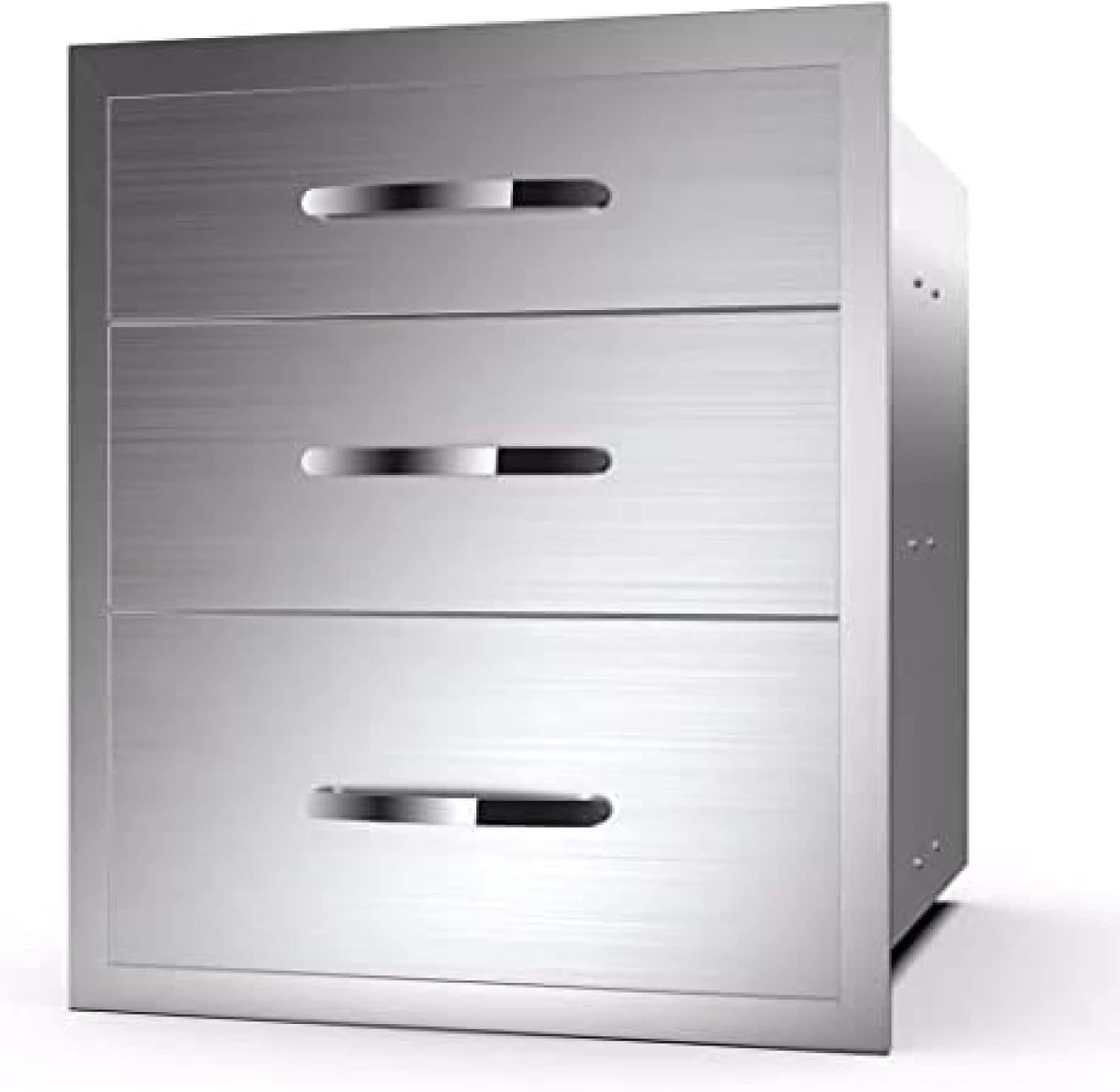 Stainless Steel Outdoor Kitchen BBQ Island Drawers - Flush Mount Triple Access, 20Wx23Dx27H