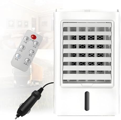 4-in-1 Portable Air Conditioners Personal Air Cooler Humidifier Cooling Fan Negative Ion Filter with Timer Remote Touch Screen Ac Unit Mini Fan 3-Speed and 4 Ice Packs 24VHomeCar