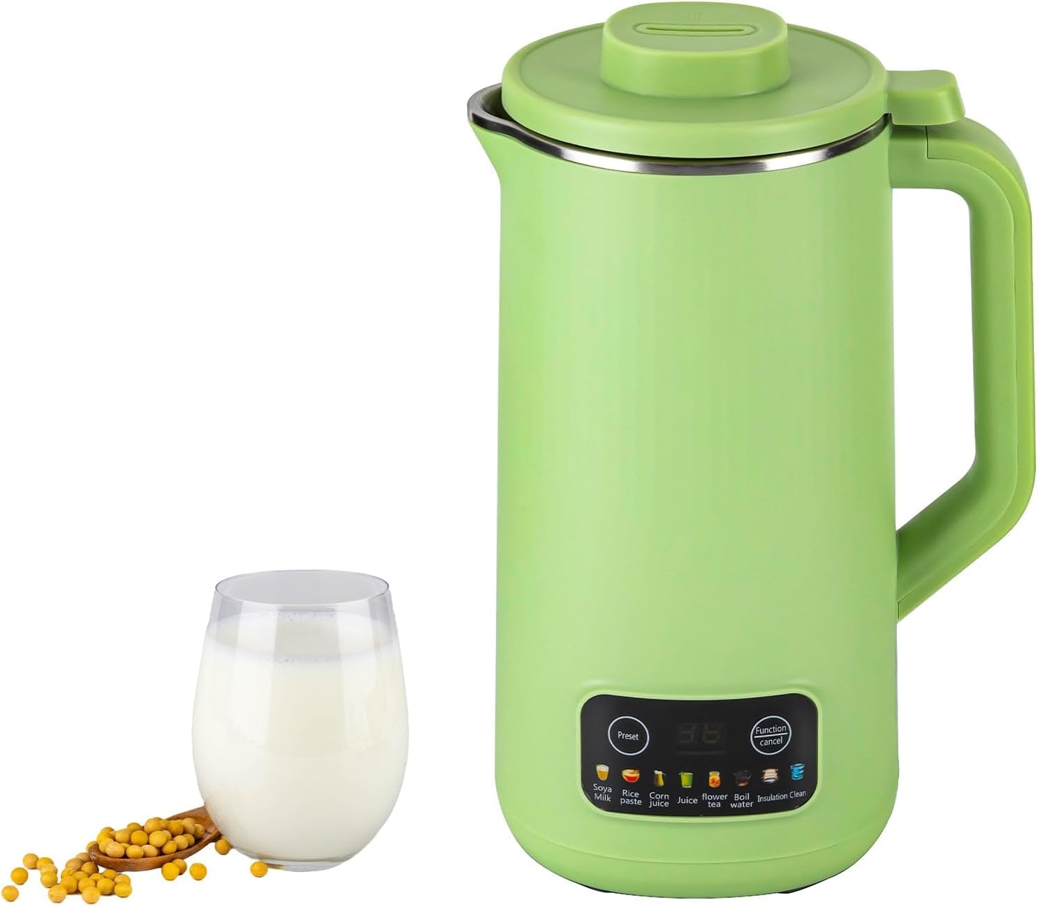 600W 800ml Household Soy Milk Machine Automatic Touch Screen Food Supplement Cooking Mixer Green