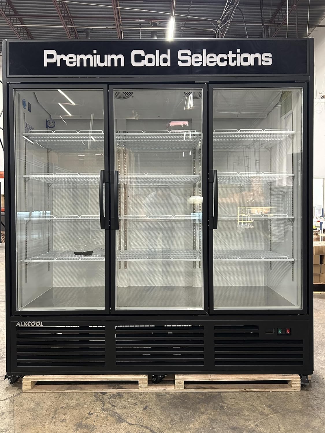 71” Wide Commercial Beverage Refrigerator Display Fridge, Stainless Steel Merchandiser Three Glass Door Drink Cooler With LED Light Adjustable Shelves,ETL Sanitation,65 Cu Ft,BALCK (Wheels Included)