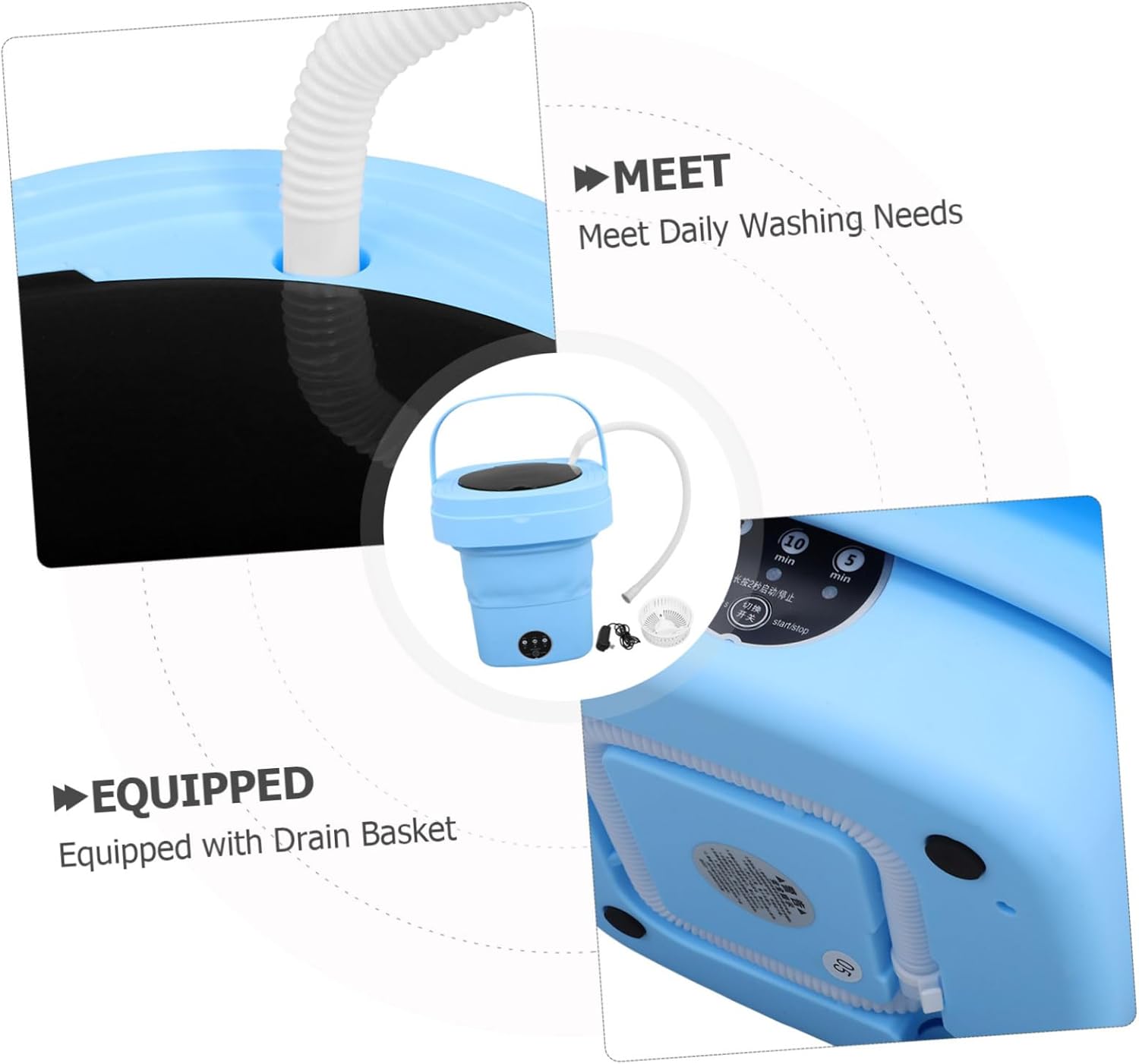 Portable Mini Washing Machine Capacity Foldable Compact Laundry Washer with Touchscreen Operation for Rv Apartment Travel Camping Automatic Electric Laundry Machine