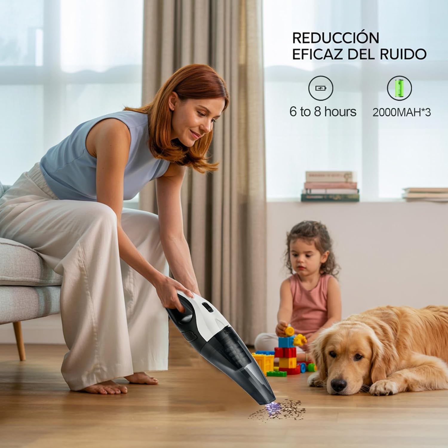 Handheld Cordless Vacuum, 6000Pa Strong Suction Car Vacuum Cleaner, Rechargeable Wet Dry Portable Hand Vacuum with LED Light, 7 Attachments for Home, Car, Pet Hair (Wet and Dry Separation(6000pa))