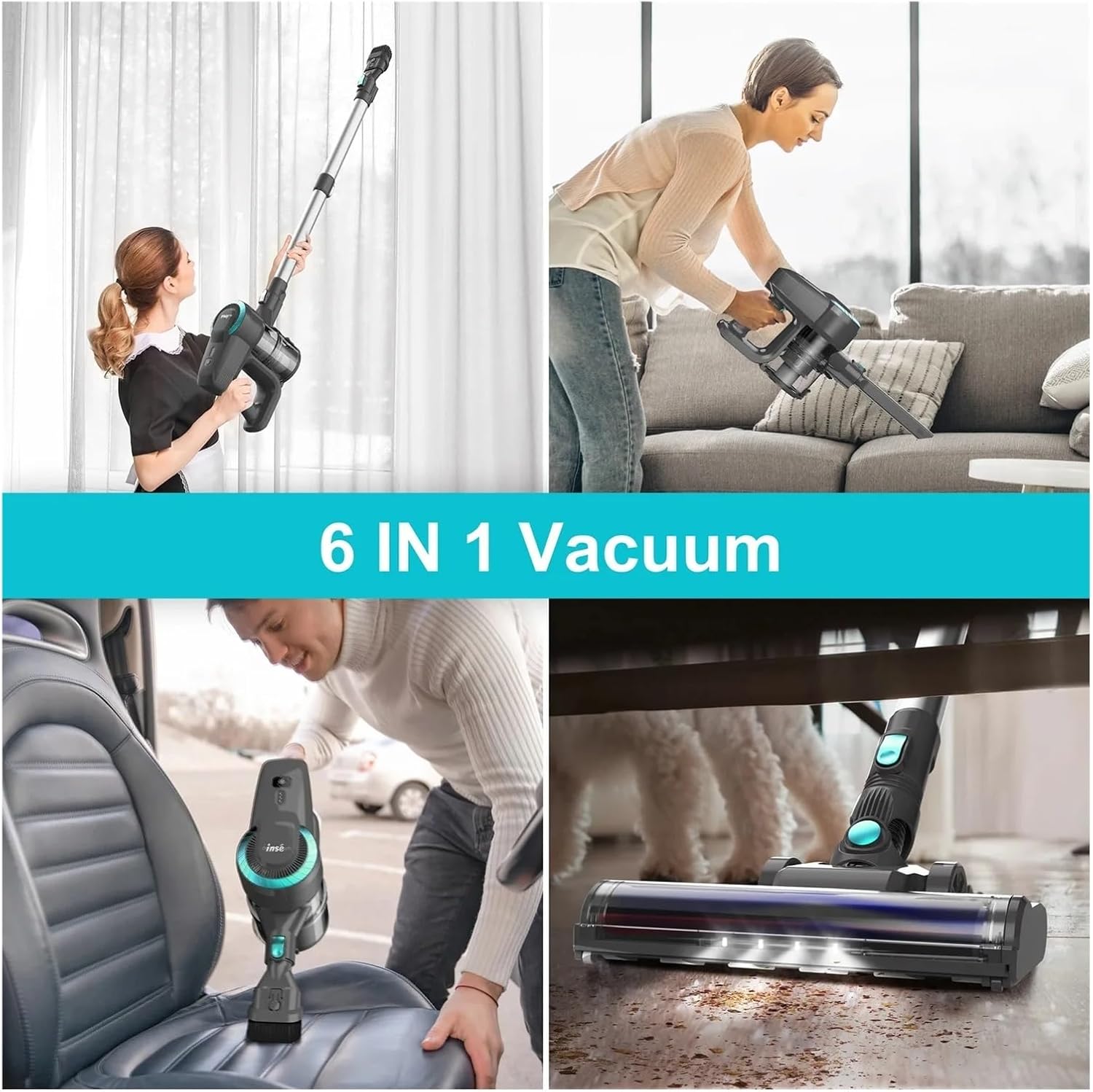 Cordless Vacuum Cleaner | Compatible with INSE N370 20Kpa Ultra Powerful 6 in 1 Lightweight Stick Vacuum | Handheld Vacuum for Home, Hair & Car Cleaning​(N370 Tube)