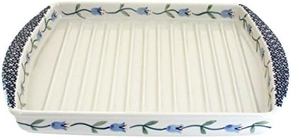 Blue Rose Polish Pottery - Blue Tulip Bacon Cooker - 10.25