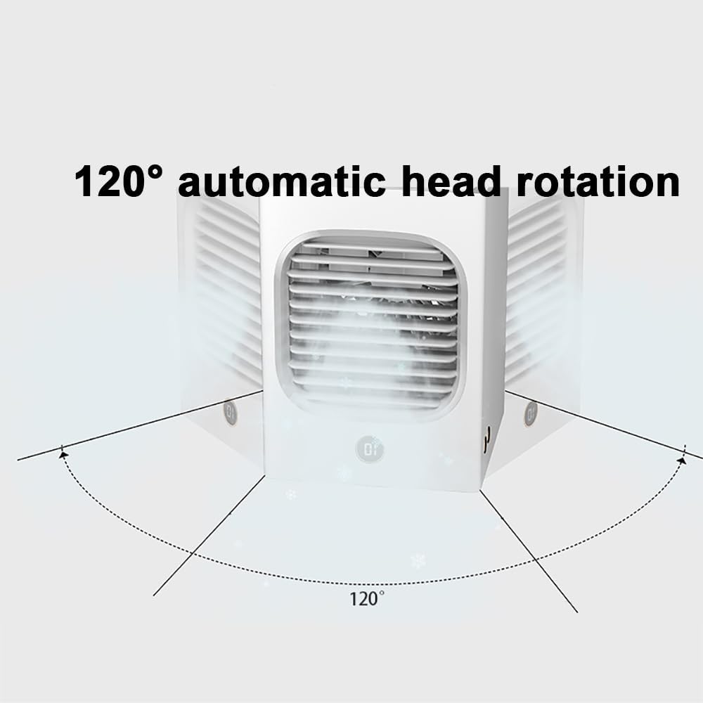 Portable Air Conditioner, Personal USB Rechargeable Cooling Fan with Digital Display, Automatic Head Shaking, Stay Cool and Comfortable, for Car Bedroom Office Home Tent Camping